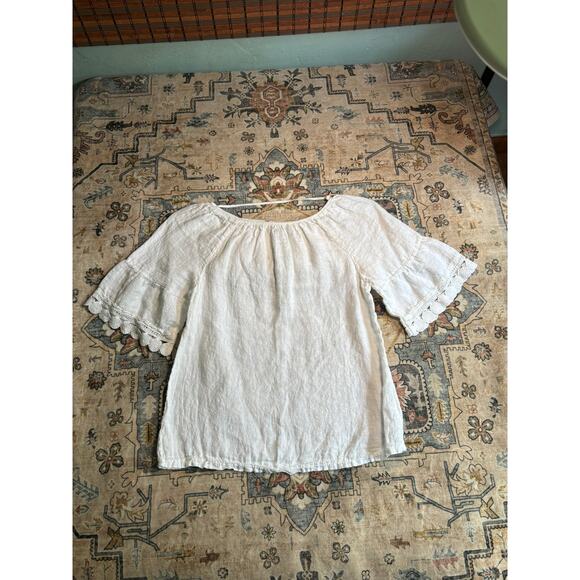 Terzo Millenio Made in Italy 100% Linen White Blouse Summer Comfy Small - Picture 1 of 6